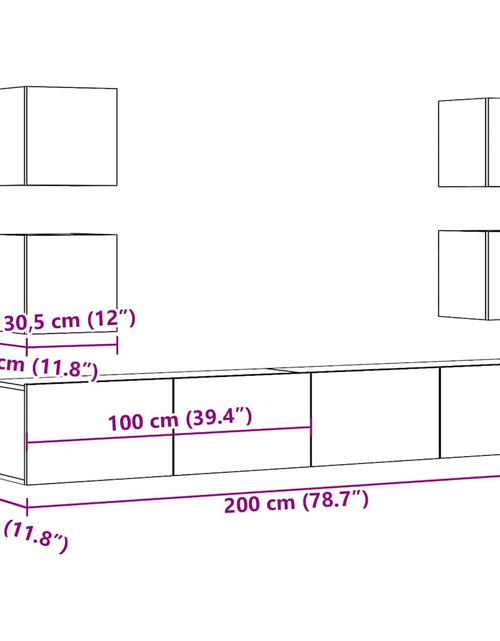 Încărcați imaginea în vizualizatorul Galerie, Dulapuri TV montate pe perete 6 buc. stejar artizanal Lemn
