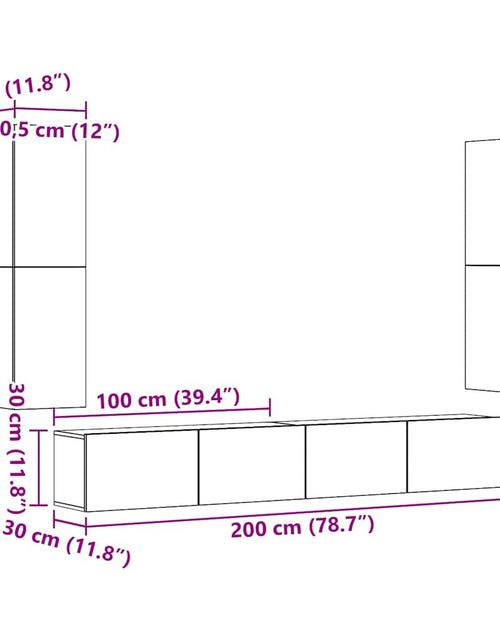Încărcați imaginea în vizualizatorul Galerie, Dulapuri TV montate pe perete 4 buc. stejar artizanal lemn
