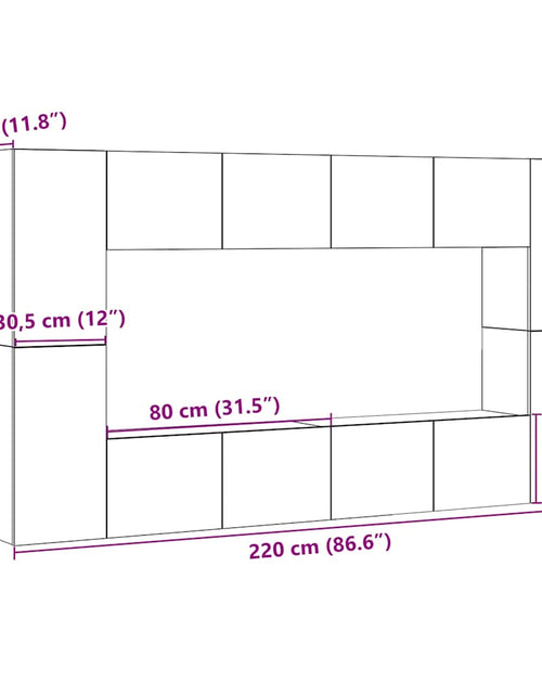 Încărcați imaginea în vizualizatorul Galerie, Dulapuri TV montate pe perete 8 buc. stejar artizanal lemn
