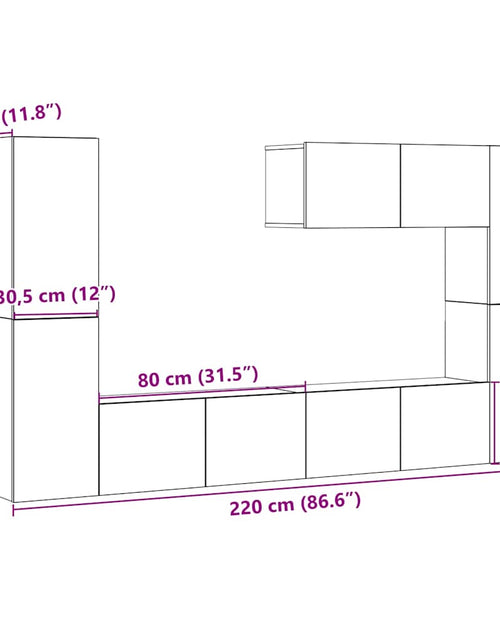 Încărcați imaginea în vizualizatorul Galerie, Dulapuri TV montate pe perete 7 buc Lemn vechi lemn prelucrat
