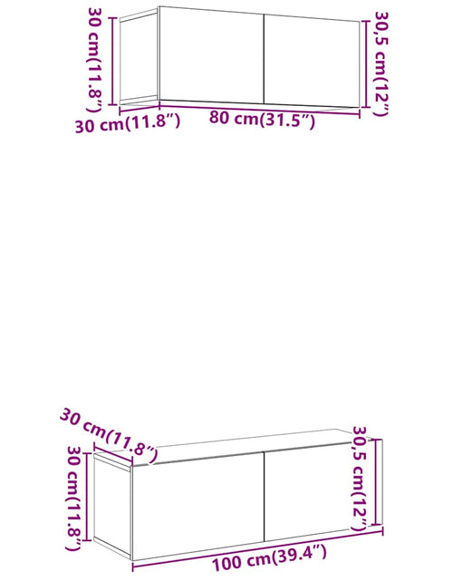 Încărcați imaginea în vizualizatorul Galerie, Set dulap TV 2 piese montat pe perete lemn vechi lemn prelucrat
