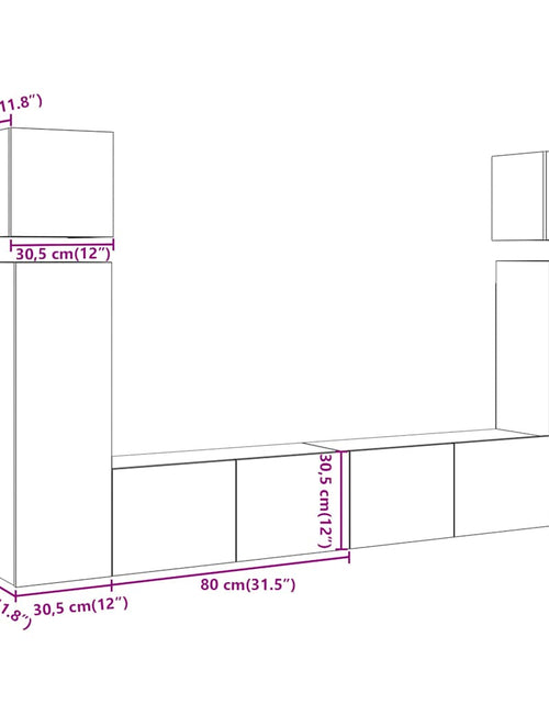 Încărcați imaginea în vizualizatorul Galerie, Set dulap TV 8 piese montat pe perete Stejar artizanal
