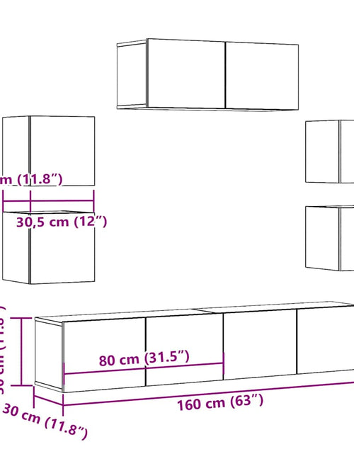 Încărcați imaginea în vizualizatorul Galerie, Set dulap TV 7 piese montat pe perete Stejar artizanal
