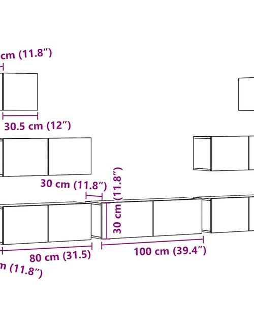 Încărcați imaginea în vizualizatorul Galerie, Set dulap TV 7 piese montat pe perete Stejar artizanal
