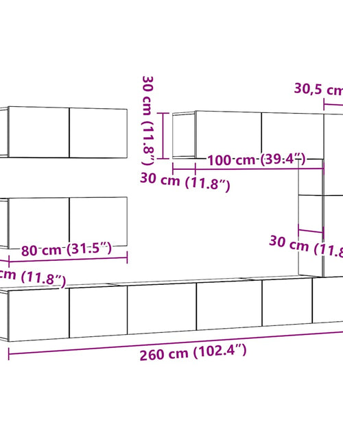 Încărcați imaginea în vizualizatorul Galerie, Set dulap TV 7 piese montat pe perete Stejar artizanal
