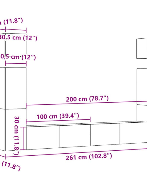 Încărcați imaginea în vizualizatorul Galerie, Set dulap TV 6 piese montat pe perete Stejar artizanal
