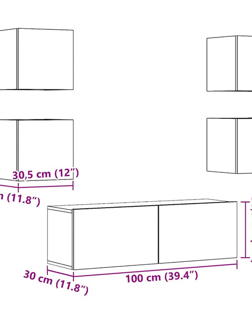 Încărcați imaginea în vizualizatorul Galerie, Set dulap TV 5 piese montat pe perete Stejar artizanal
