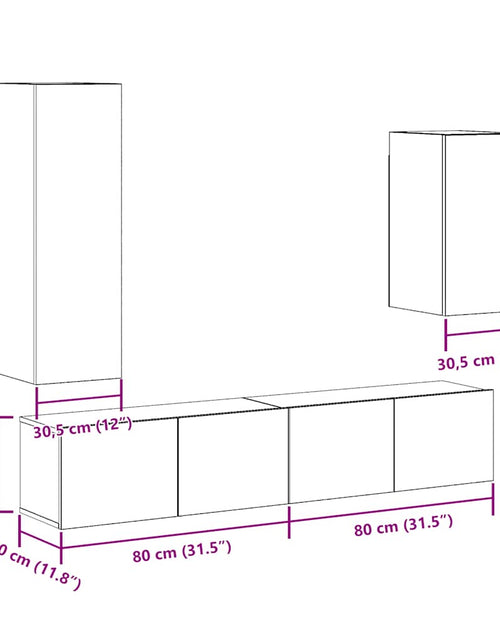 Încărcați imaginea în vizualizatorul Galerie, Set dulap TV 4 piese montat pe perete Stejar artizanal
