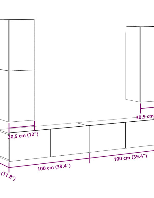 Încărcați imaginea în vizualizatorul Galerie, Set dulap TV 4 piese montat pe perete Stejar artizanal
