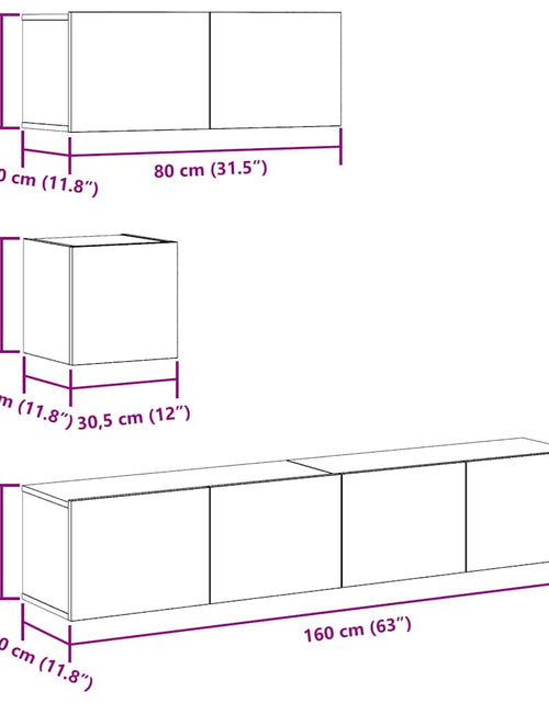Încărcați imaginea în vizualizatorul Galerie, Set dulap TV 4 piese montat pe perete Stejar artizanal
