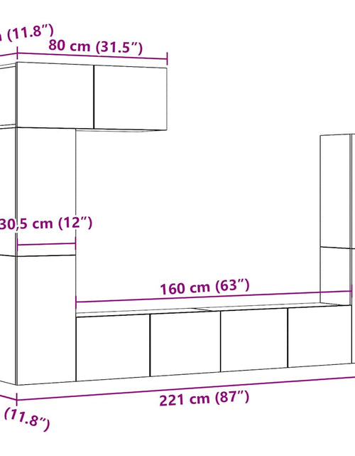 Încărcați imaginea în vizualizatorul Galerie, Set dulap TV 5 piese montat pe perete Stejar artizanal
