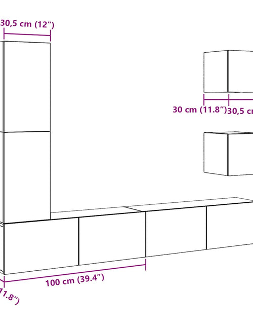 Încărcați imaginea în vizualizatorul Galerie, Set dulap TV 5 piese montat pe perete Stejar artizanal
