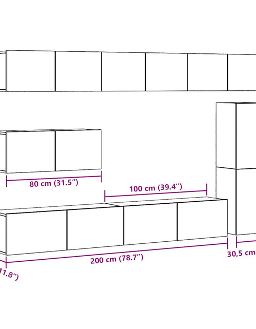 Загрузите изображение в средство просмотра галереи, Set dulap TV 7 piese montat pe perete Stejar artizanal
