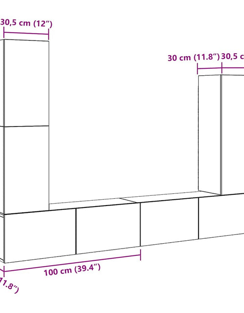 Încărcați imaginea în vizualizatorul Galerie, Set dulap TV 4 piese montat pe perete Stejar artizanal
