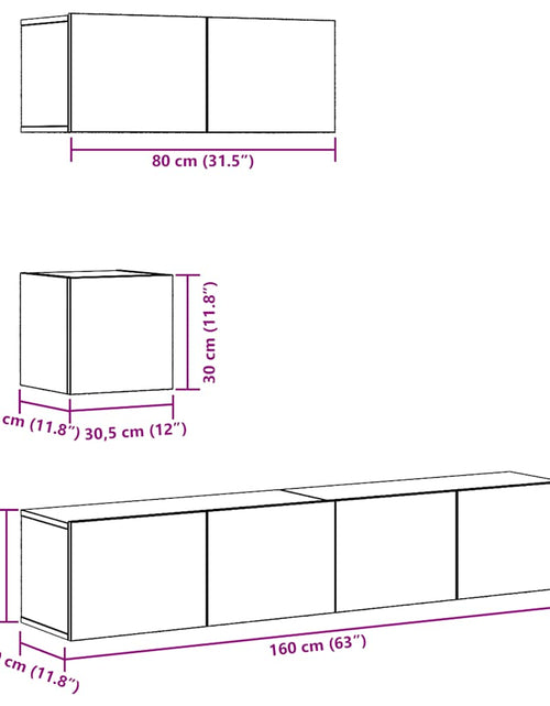 Încărcați imaginea în vizualizatorul Galerie, Set dulap TV 4 piese montat pe perete Stejar artizanal
