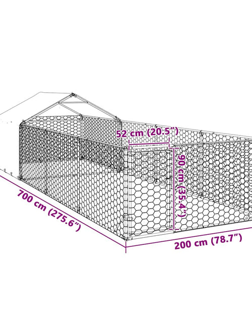 Încărcați imaginea în vizualizatorul Galerie, Canisa de exterior cu alergare 7x2x1,5 m otel galvanizat
