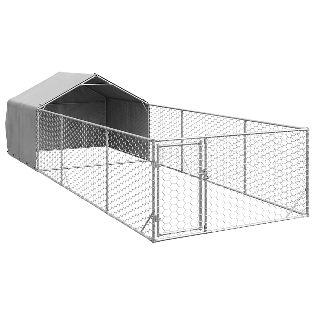 Canisa de exterior cu alergare 6x2x1,5 m otel galvanizat