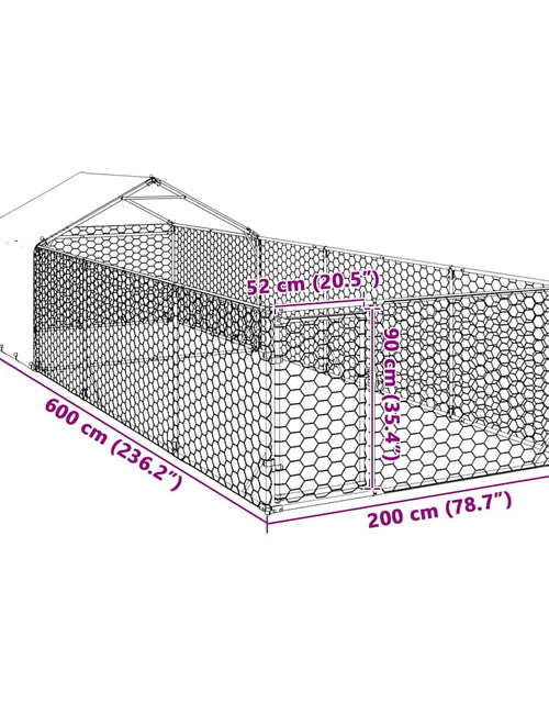 Încărcați imaginea în vizualizatorul Galerie, Canisa de exterior cu alergare 6x2x1,5 m otel galvanizat
