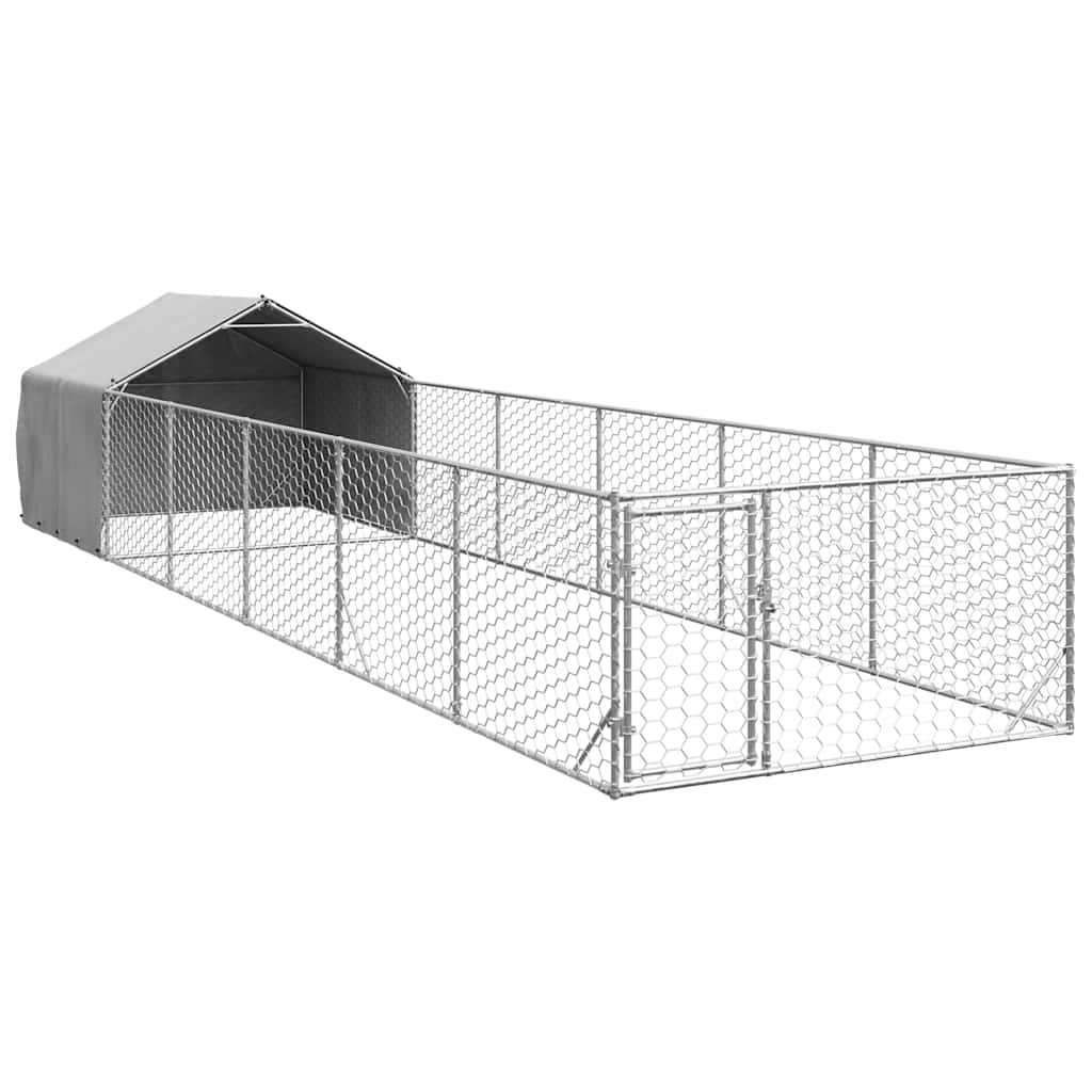 Canisa de exterior cu alergare 8x2x1,5 m otel galvanizat