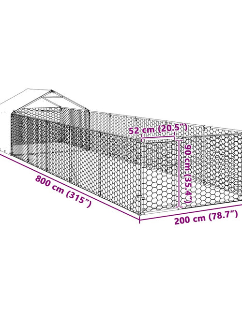 Încărcați imaginea în vizualizatorul Galerie, Canisa de exterior cu alergare 8x2x1,5 m otel galvanizat
