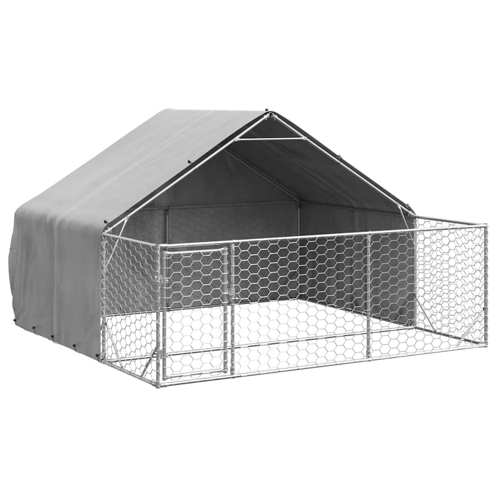 Canisa de exterior cu alergare 3x3x1,9 m otel galvanizat