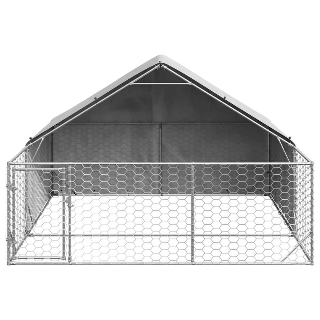 Canisa de exterior cu alergare 3x3x1,9 m otel galvanizat