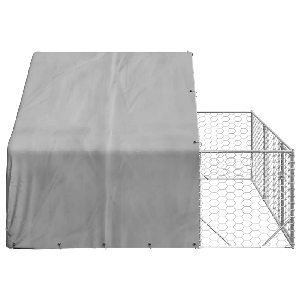 Canisa de exterior cu alergare 3x3x1,9 m otel galvanizat