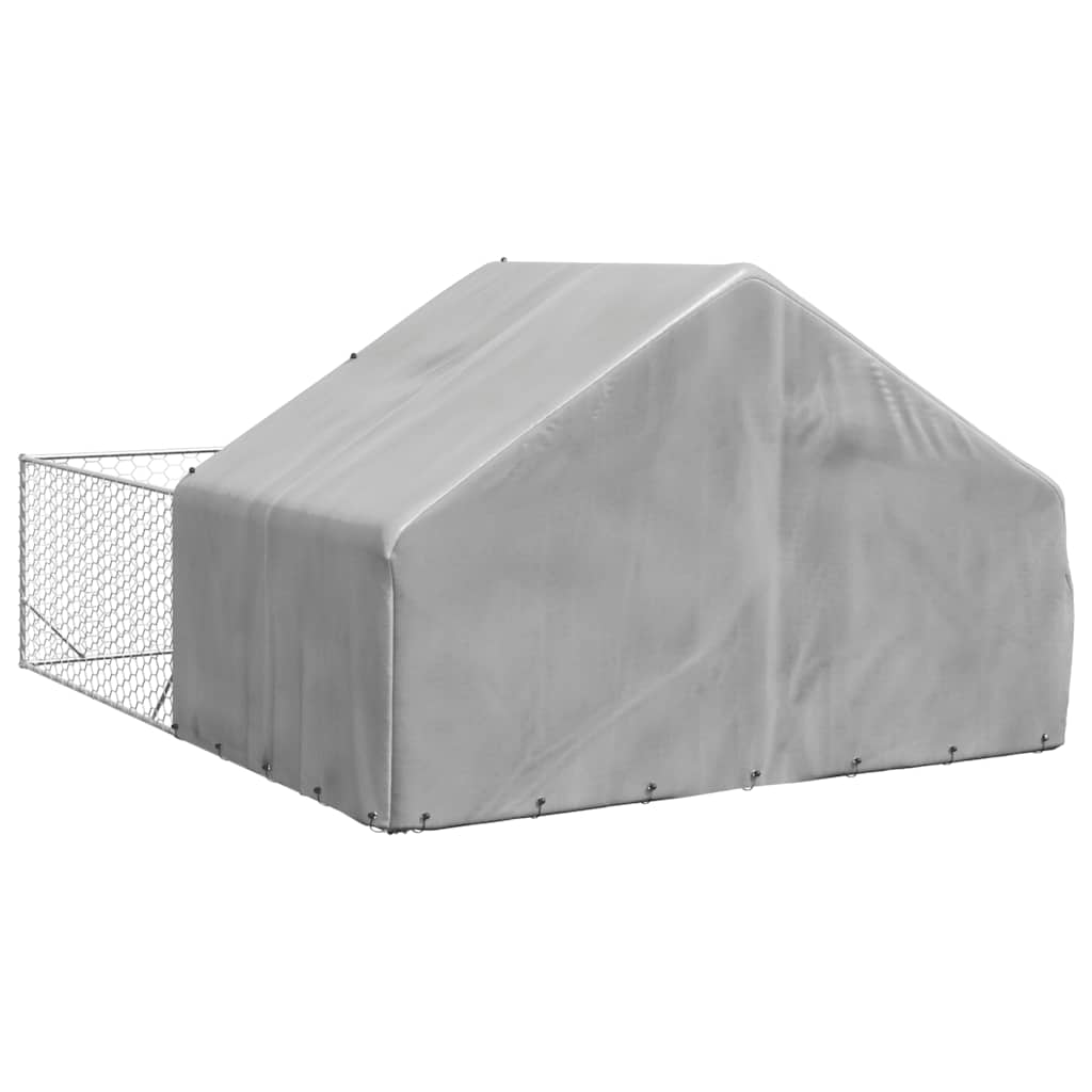 Canisa de exterior cu alergare 4x3x1,9 m otel galvanizat