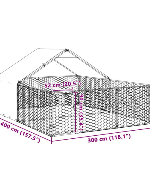 Încărcați imaginea în vizualizatorul Galerie, Canisa de exterior cu alergare 4x3x1,9 m otel galvanizat
