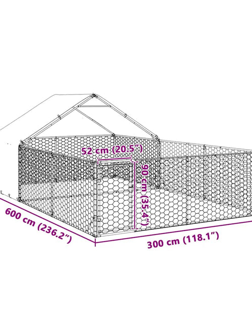 Încărcați imaginea în vizualizatorul Galerie, Canisa de exterior cu alergare 6x3x1,9 m otel galvanizat
