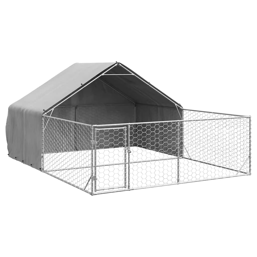 Canisa de exterior cu alergare 5x3x1,9 m otel galvanizat