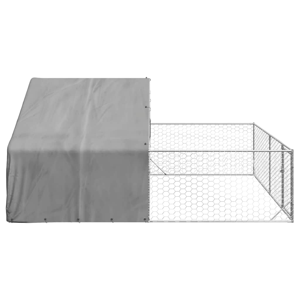 Canisa de exterior cu alergare 5x3x1,9 m otel galvanizat