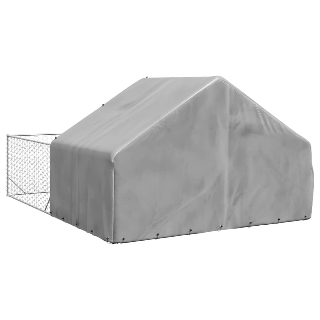 Canisa de exterior cu alergare 5x3x1,9 m otel galvanizat