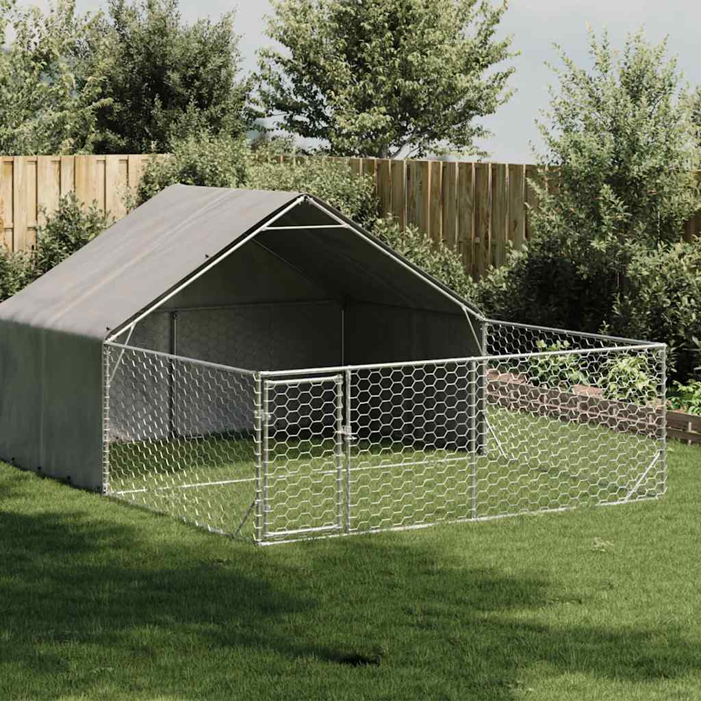 Canisa de exterior cu alergare 5x3x1,9 m otel galvanizat