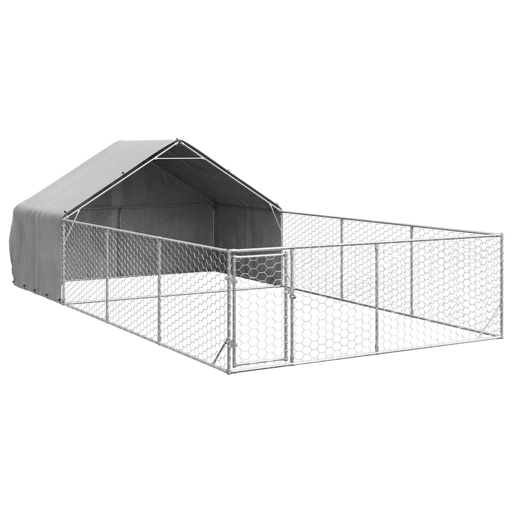 Canisa de exterior cu alergare 7x3x1,9 m otel galvanizat