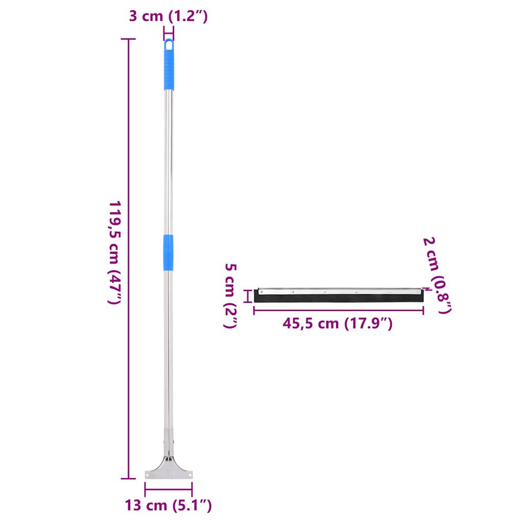 Racletă pentru podea, 45,5x119,5 cm, oțel și cauciuc