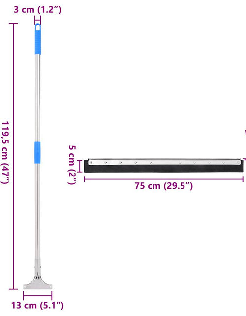 Загрузите изображение в средство просмотра галереи, Racletă pentru podea, 75x119,5 cm, oțel și cauciuc
