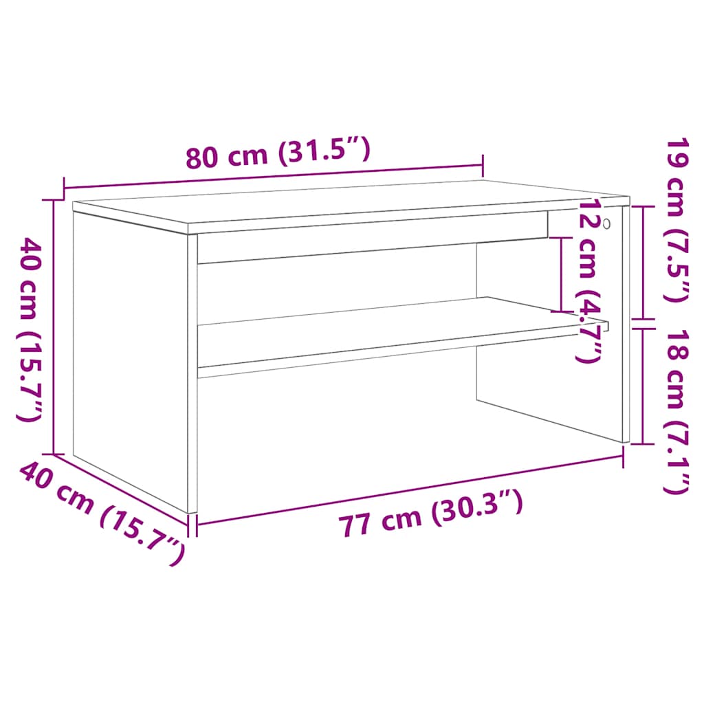 Dulap TV, stejar artizanal, 80x40x40 cm, lemn prelucrat