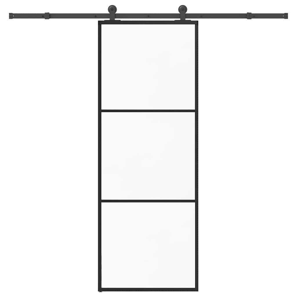 Ușă glisantă cu set feronerie, 76x205 cm, sticlă ESG/aluminiu