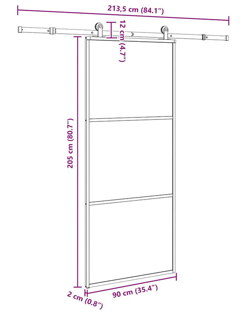 Încărcați imaginea în vizualizatorul Galerie, Ușă glisantă cu set feronerie, 90x205 cm, sticlă ESG/aluminiu
