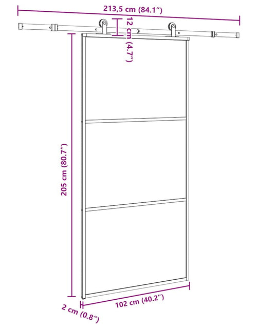 Încărcați imaginea în vizualizatorul Galerie, Ușă glisantă cu set feronerie 102x205 cm ESG sticlă și aluminiu
