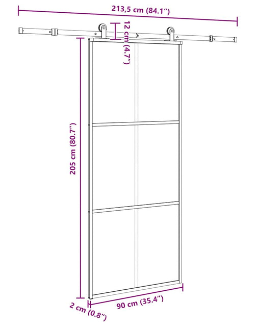 Încărcați imaginea în vizualizatorul Galerie, Ușă glisantă cu set feronerie, 90x205 cm, sticlă ESG/aluminiu
