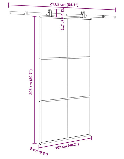 Загрузите изображение в средство просмотра галереи, Ușă glisantă cu set feronerie 102x205 cm ESG sticlă și aluminiu
