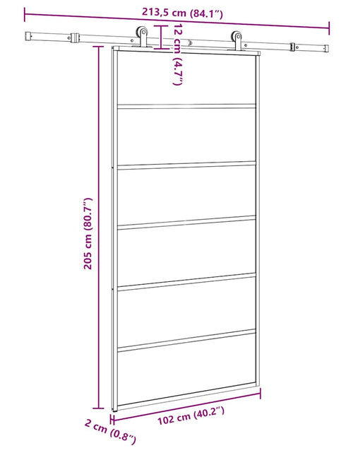 Încărcați imaginea în vizualizatorul Galerie, Ușă glisantă cu set feronerie 102x205 cm ESG sticlă și aluminiu
