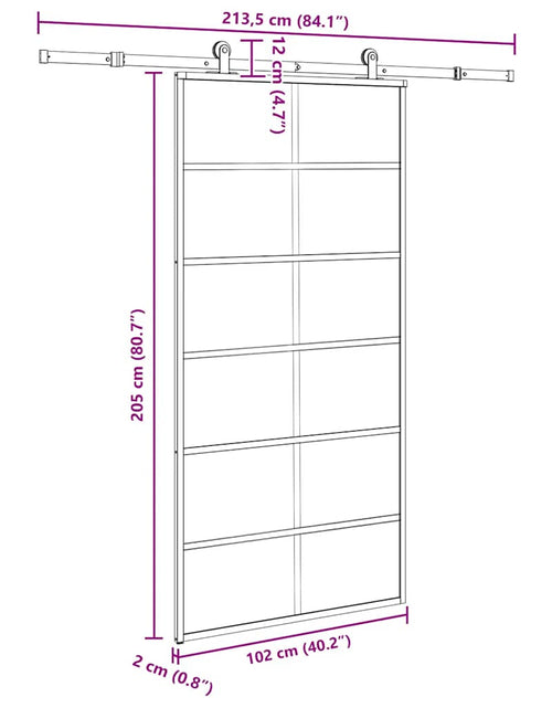 Încărcați imaginea în vizualizatorul Galerie, Ușă glisantă cu set feronerie 102x205 cm ESG sticlă și aluminiu
