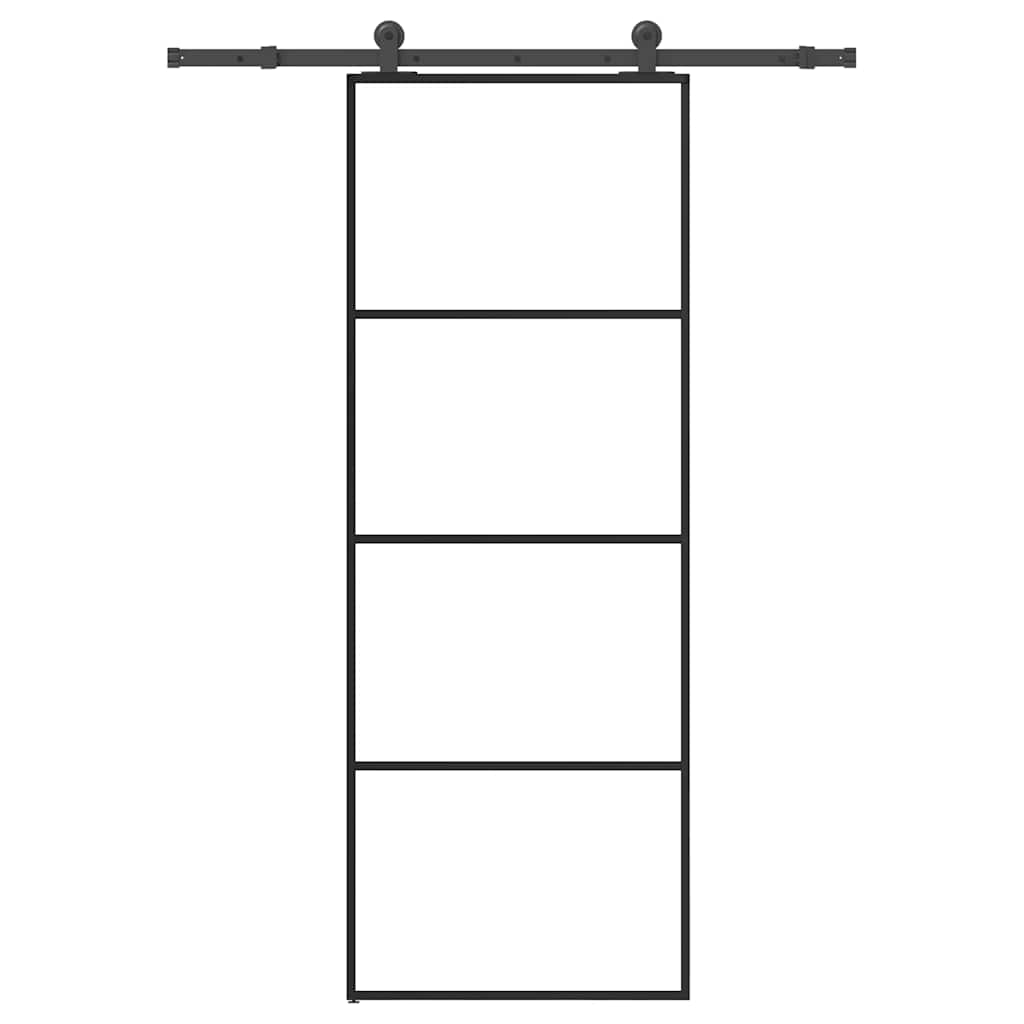 Ușă glisantă cu set feronerie, 76x205 cm, sticlă ESG/aluminiu