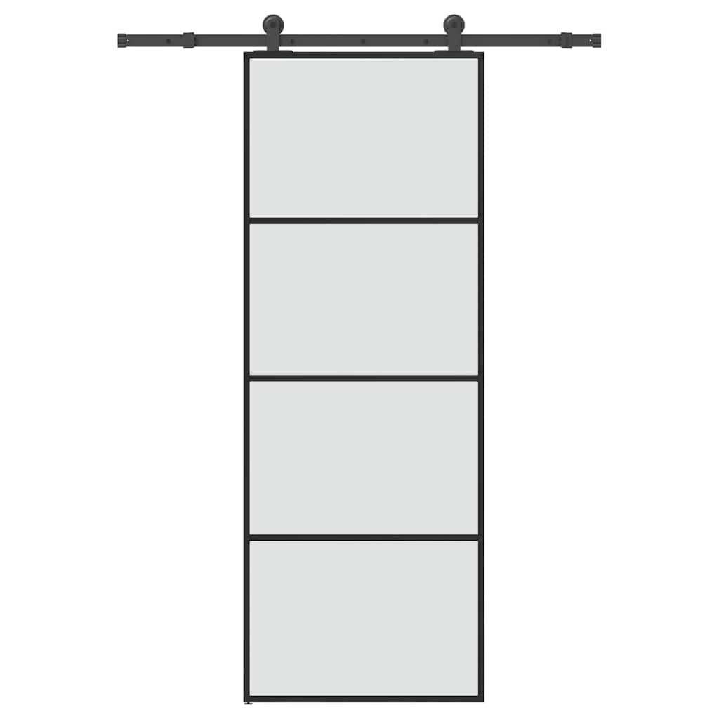 Ușă glisantă cu set feronerie, 76x205 cm, sticlă ESG/aluminiu