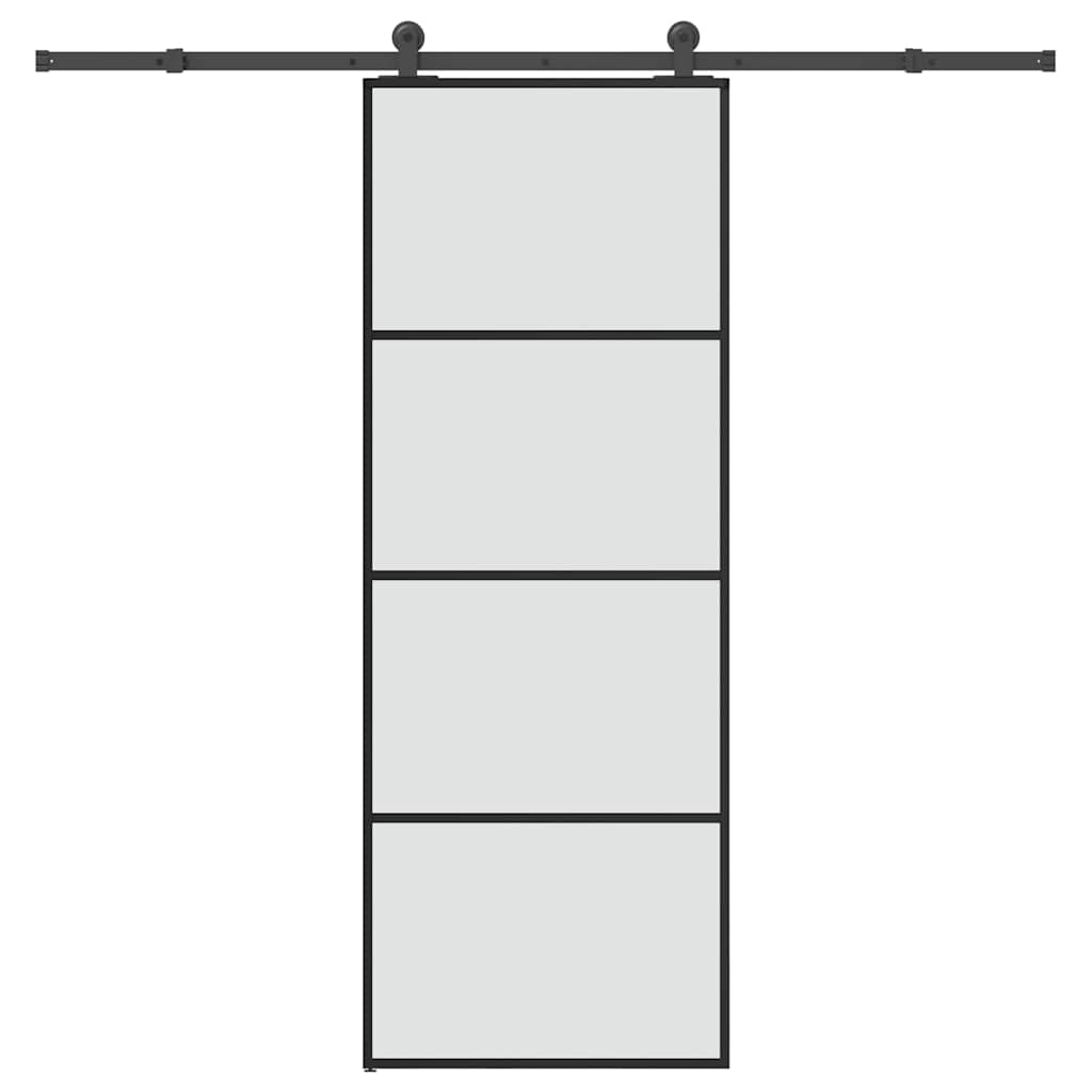 Ușă glisantă cu set feronerie, 76x205 cm, sticlă ESG/aluminiu