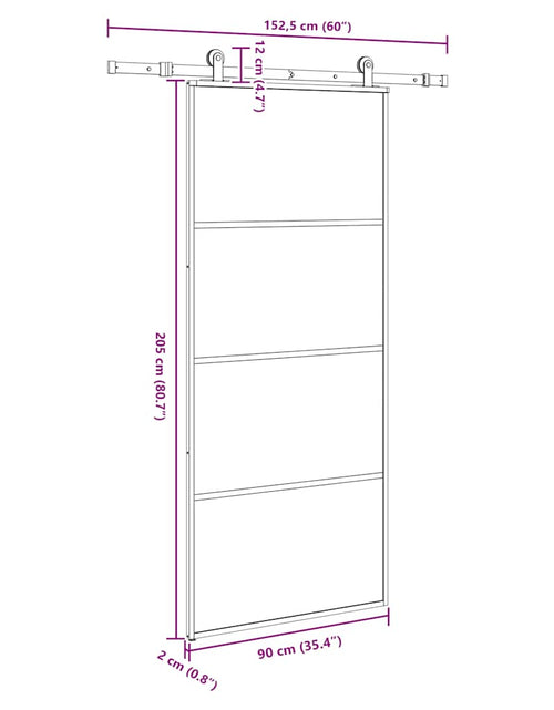 Загрузите изображение в средство просмотра галереи, Ușă glisantă cu set feronerie, 90x205 cm, sticlă ESG/aluminiu
