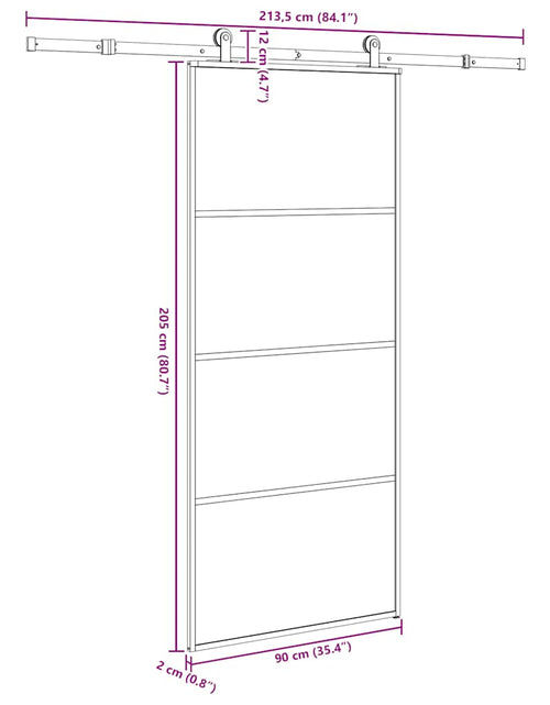 Încărcați imaginea în vizualizatorul Galerie, Ușă glisantă cu set feronerie, 90x205 cm, sticlă ESG/aluminiu
